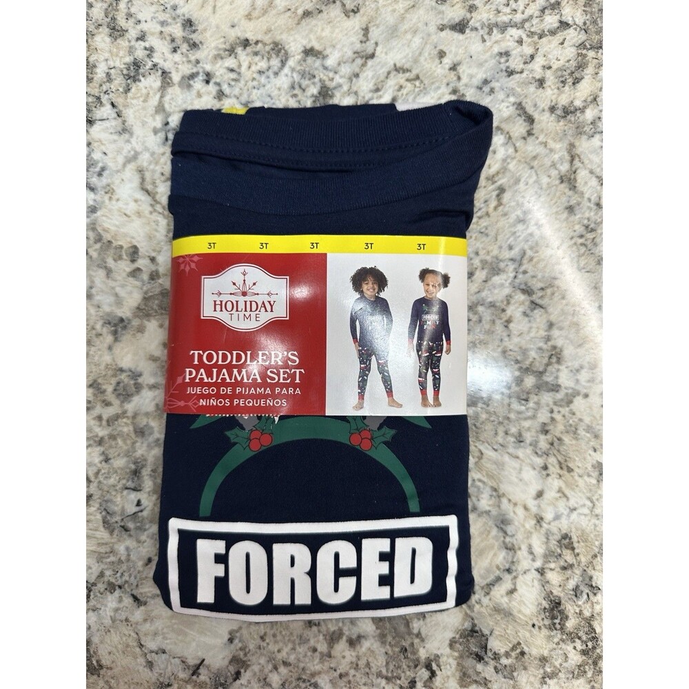Holiday Time Navy Blue Unisex Kids Toddler New Christmas Pajamas Set Size 3T